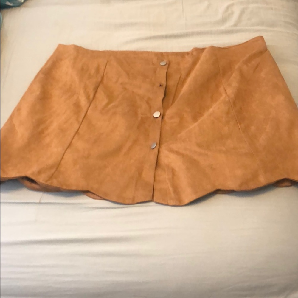 Suede Scalloped Skirt
